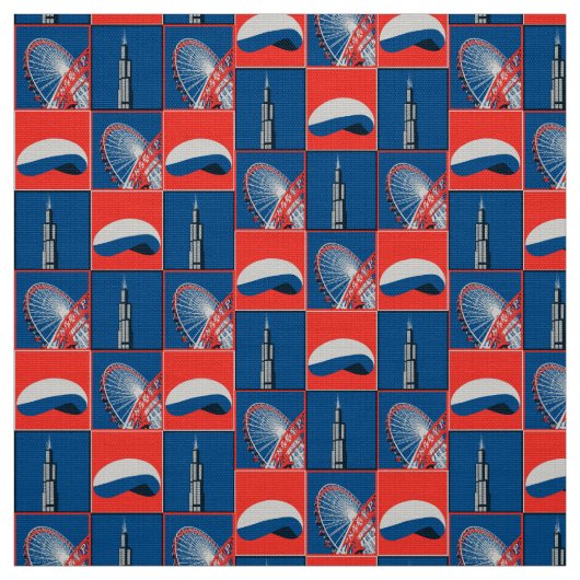 Tissu Les monuments de Chicago (Échantillon)