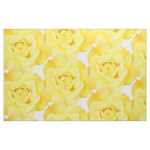Tissu Les motifs floraux de la rose jaune Fleurs Blanc A