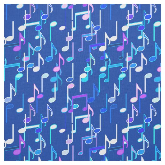 Tissu Les notes musicales impriment - le bleu d'indigo, (Échantillon)