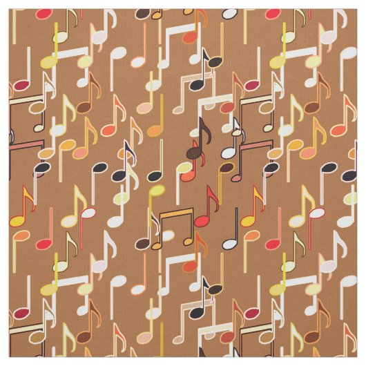 Tissu Les notes musicales impriment - le caramel Tan, (Échantillon)