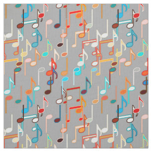 Tissu Les notes musicales impriment - le gris moyen,