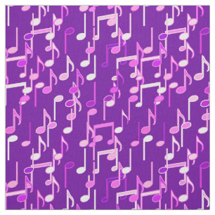 Tissu Les notes musicales impriment - le pourpre violet,