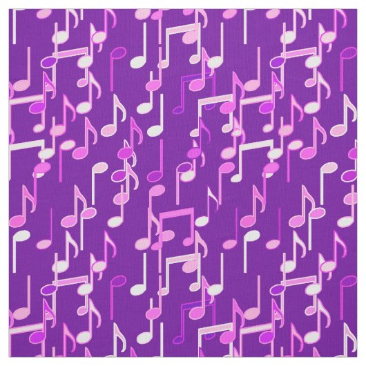 Tissu Les notes musicales impriment - le pourpre violet, (Échantillon)