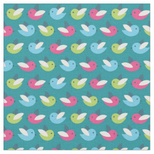 Tissu Les oiseaux modèlent le bleu