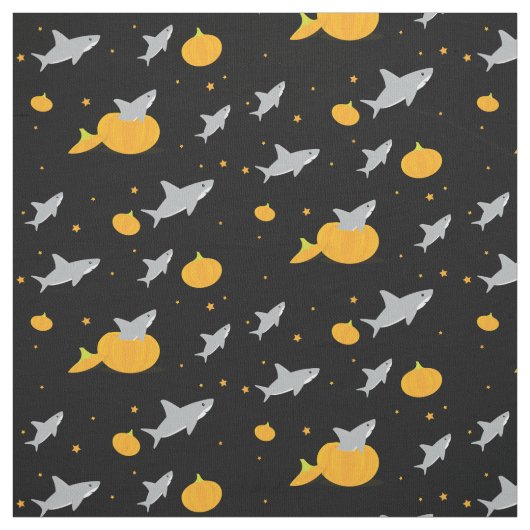 Tissu Les petits requins gris-oranges Citrouilles d'Hall (Échantillon)