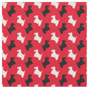 Tissu Les Scotties noirs et blancs personnalisent