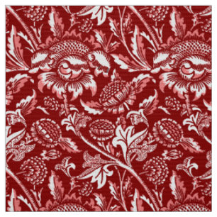 Tissu Les tournesols William Morris, le rouge profond et