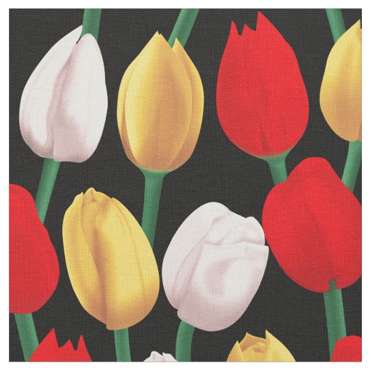 Tissu Les tulipes sur le noir. (Fermer)