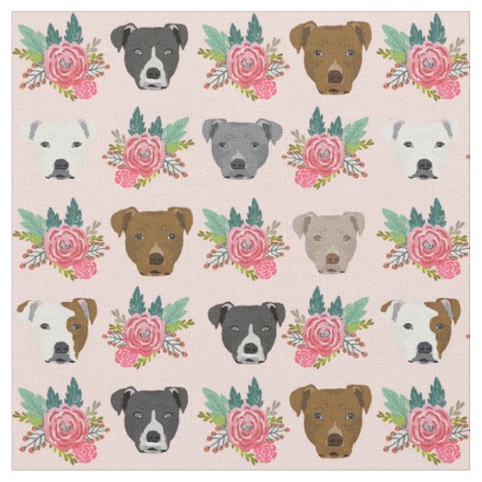 Tissu Les visages de Pitbull sont roses (Fermer)
