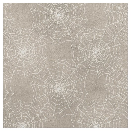 Tissu Les Webs de l'araignée blanche sur Tan (Fermer)