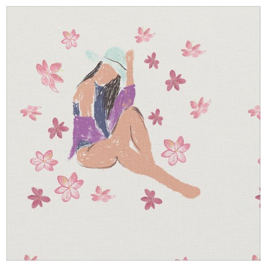 Tissu L'été, la dame de plage (Fermer)