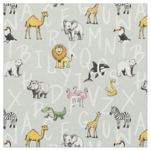 Tissu Lettres de l'alphabet abc bébés animaux maternelle