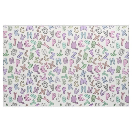 Tissu Lettres de l'alphabet des doodles (Fat Quarter)