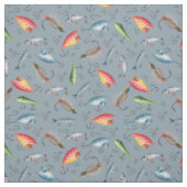 Tissu leurres de pêche sur gris-bleu (Échantillon)
