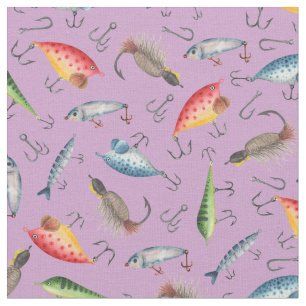 Tissu leurres de pêche sur le pourpre