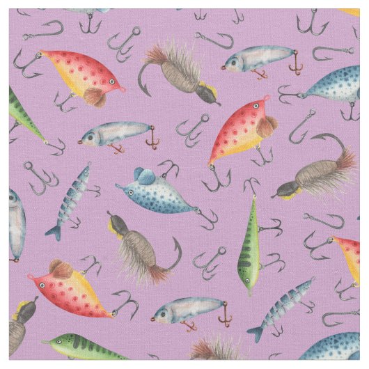 Tissu leurres de pêche sur le pourpre (Fermer)