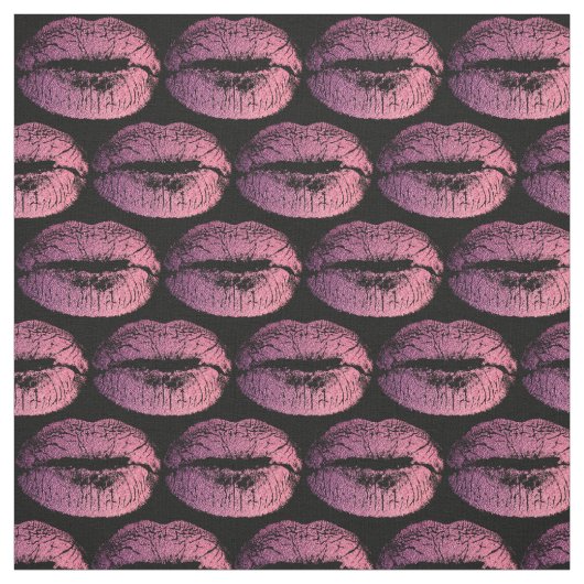 Tissu Lèvres roses sur noir (Échantillon)