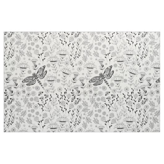 Tissu libellule et fleurs (Fat Quarter)