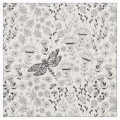 Tissu libellule et fleurs (Fermer)
