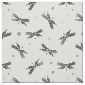 Tissu Libellule grise argentée et blanche chic (Échantillon)
