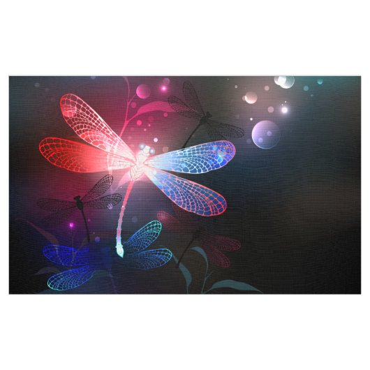 Tissu libellule rouge brillante (Yard)