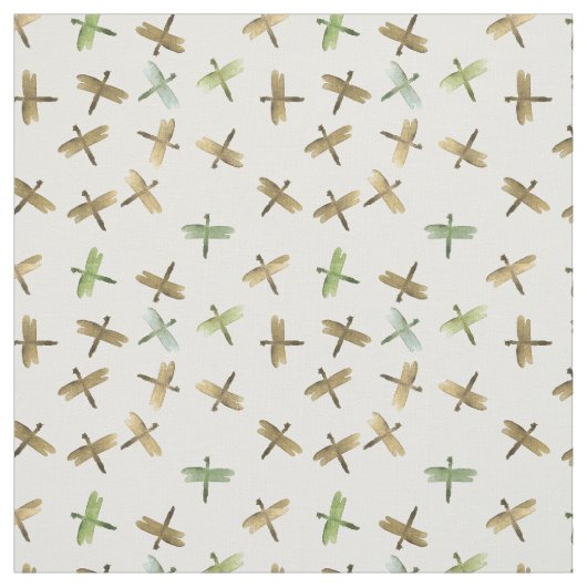 Tissu Libellules d'aquarelle d'or (Échantillon)