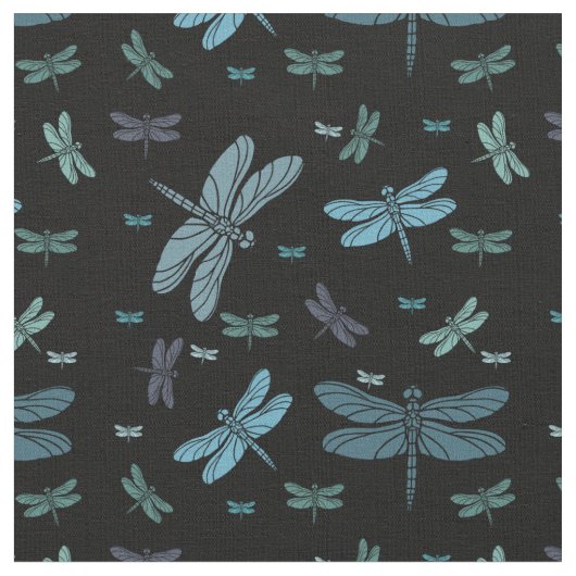 Tissu Libellules de vert bleu (Fermer)