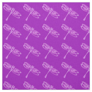 Tissu Libellules, orchidée pâle sur fond violet foncé
