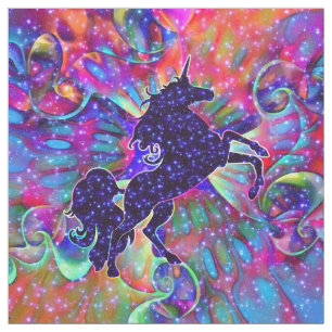 Tissu LICORNE DE L'UNIVERS multicolore