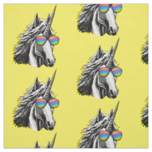 Tissu Licorne fraîche avec des sunglass d'arc-en-ciel