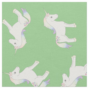 Tissu Licorne Pastel Arc-en-ciel Vert