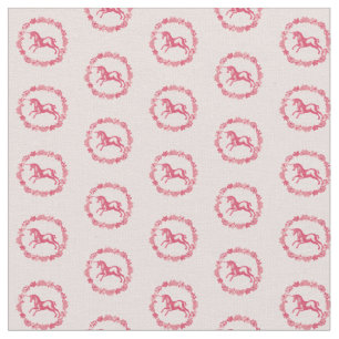 Tissu Licorne rose et fleurs