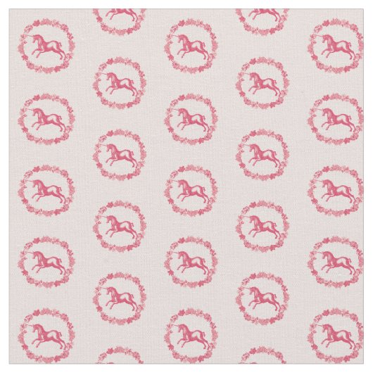 Tissu Licorne rose et fleurs (Fermer)