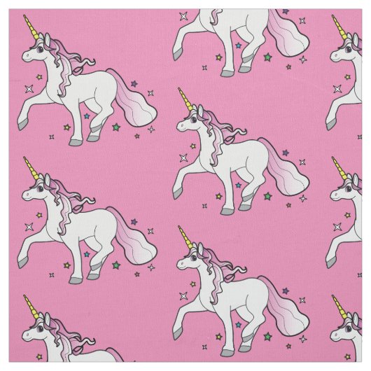 Tissu Licorne trottant par des étoiles (Échantillon)