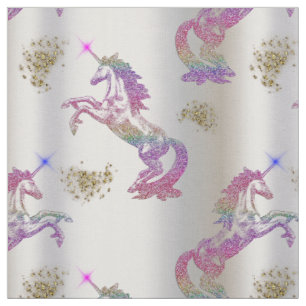 Tissu Licornes en cristal d'arc-en-ciel