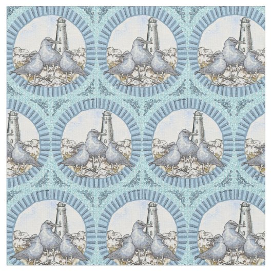 Tissu Lighthouse de Gulls (Fermer)