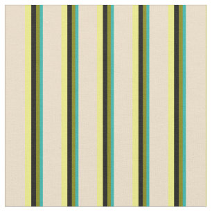 Tissu Ligne verte de mer claire, verte, noire, jaune & T