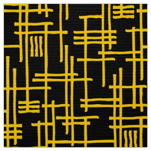 Tissu Lignes Abstraites 120923 - Ambre sur noir