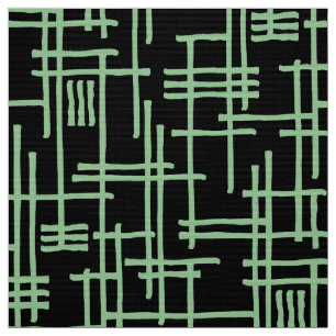 Tissu Lignes Abstraites 120923 - Vert fané sur noir