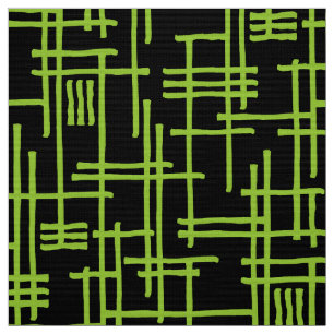 Tissu Lignes Abstraites 120923 - Vert Martien sur Noir