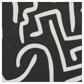 Tissu Lignes Abstraites 130318 - Blanc sur noir (Détail)