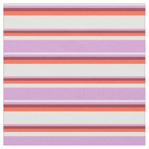 Tissu Lignes blanches, prunes, Brown et rouges