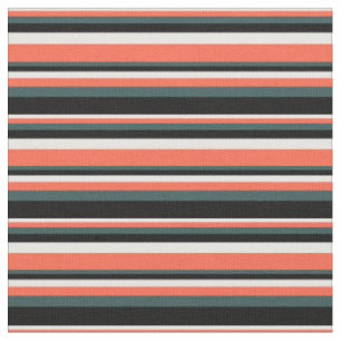 Tissu Lignes blanches, rouges, gris ardoise foncée et no