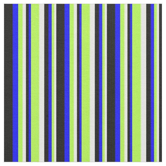 Tissu Lignes blanches, vert clair, bleu et noir (Fermer)