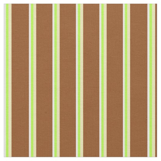 Tissu Lignes blanches, vert clair, bronzées et Brown (Fermer)