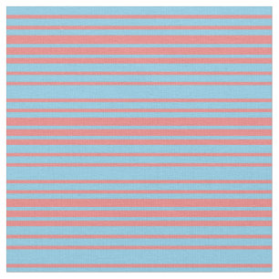 Tissu Lignes bleu ciel et corail clair