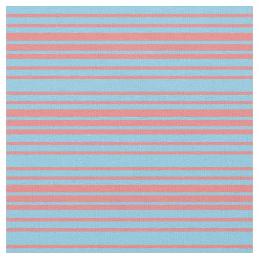 Tissu Lignes bleu ciel et corail clair (Fermer)