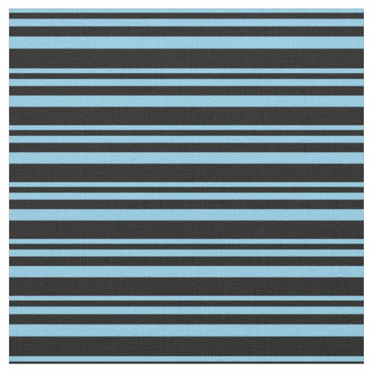 Tissu Lignes bleu ciel et noir (Fermer)