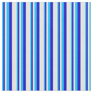 Tissu Lignes bleu ciel profond, bleu et jaune clair