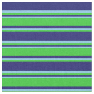 Tissu Lignes bleu nuit, vert citron et bleu ciel